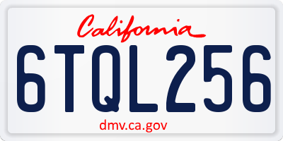 CA license plate 6TQL256