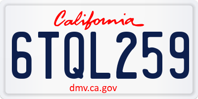 CA license plate 6TQL259