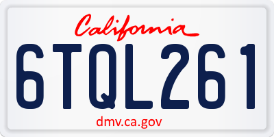 CA license plate 6TQL261