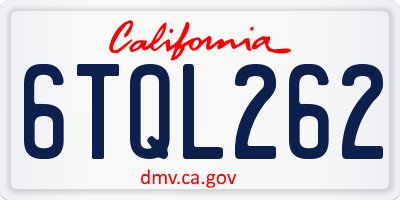 CA license plate 6TQL262