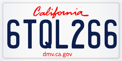 CA license plate 6TQL266