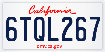 CA license plate 6TQL267