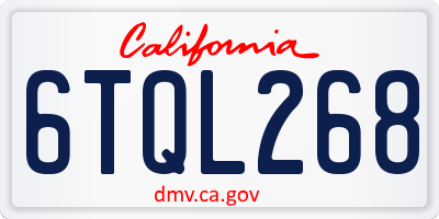 CA license plate 6TQL268