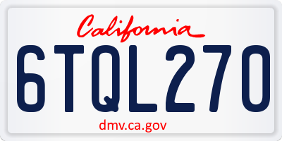 CA license plate 6TQL270