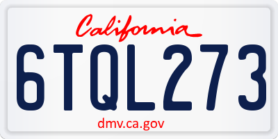 CA license plate 6TQL273