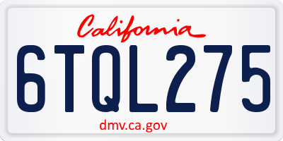 CA license plate 6TQL275