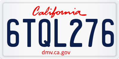 CA license plate 6TQL276