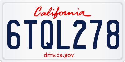 CA license plate 6TQL278