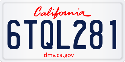 CA license plate 6TQL281