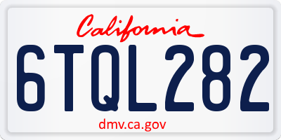 CA license plate 6TQL282