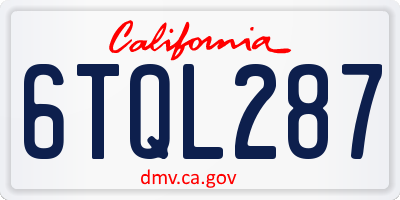 CA license plate 6TQL287