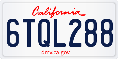 CA license plate 6TQL288