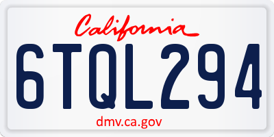 CA license plate 6TQL294