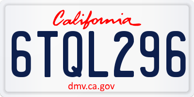 CA license plate 6TQL296