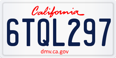 CA license plate 6TQL297