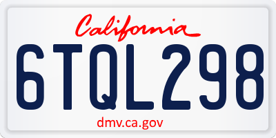 CA license plate 6TQL298