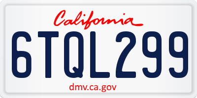 CA license plate 6TQL299