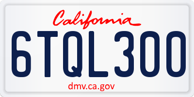 CA license plate 6TQL300