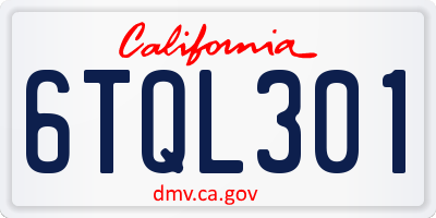 CA license plate 6TQL301