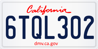 CA license plate 6TQL302