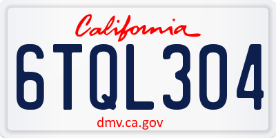 CA license plate 6TQL304