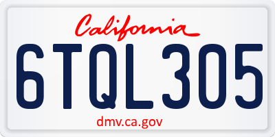 CA license plate 6TQL305