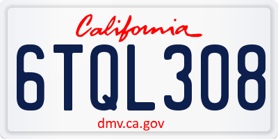 CA license plate 6TQL308