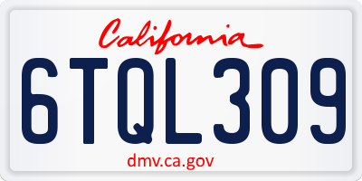 CA license plate 6TQL309