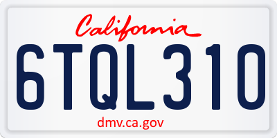 CA license plate 6TQL310