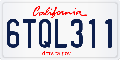 CA license plate 6TQL311