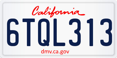 CA license plate 6TQL313