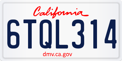 CA license plate 6TQL314