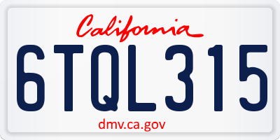 CA license plate 6TQL315