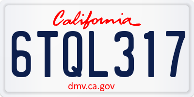 CA license plate 6TQL317