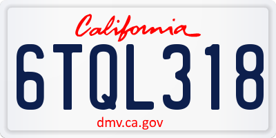 CA license plate 6TQL318