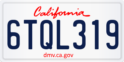 CA license plate 6TQL319