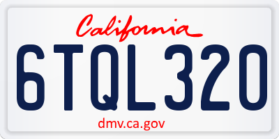 CA license plate 6TQL320