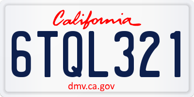 CA license plate 6TQL321