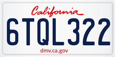 CA license plate 6TQL322