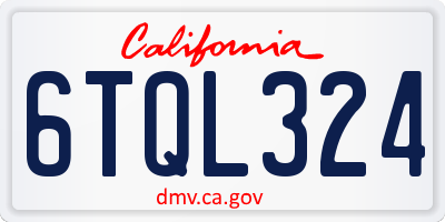 CA license plate 6TQL324