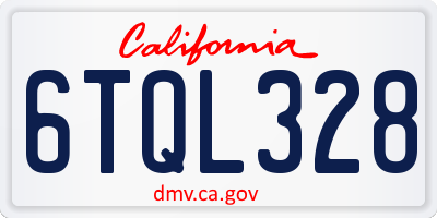 CA license plate 6TQL328