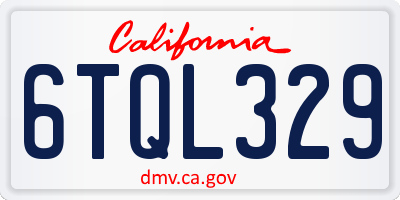 CA license plate 6TQL329