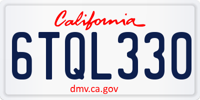 CA license plate 6TQL330