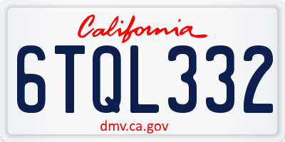 CA license plate 6TQL332