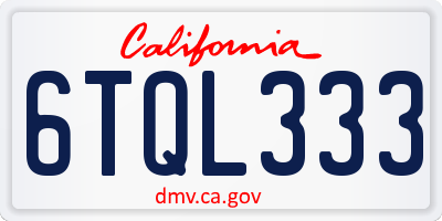 CA license plate 6TQL333