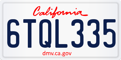 CA license plate 6TQL335