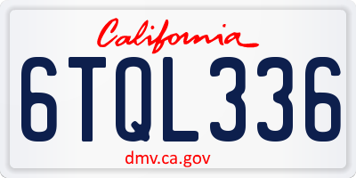 CA license plate 6TQL336