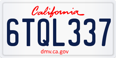 CA license plate 6TQL337