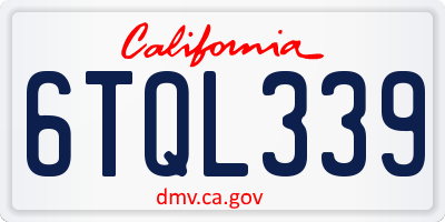 CA license plate 6TQL339