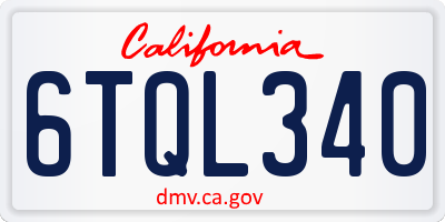 CA license plate 6TQL340